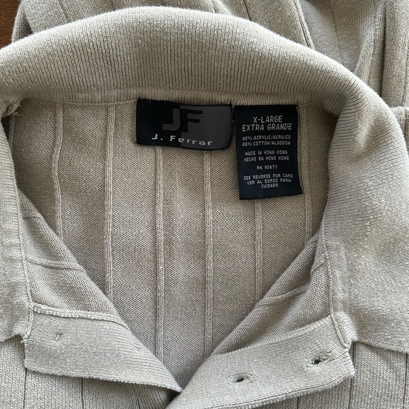 Vintage Knit Henley Polo Top Size XL Tan Grandpacore 90s Preppy Grunge Pullover - Picture 5 of 5